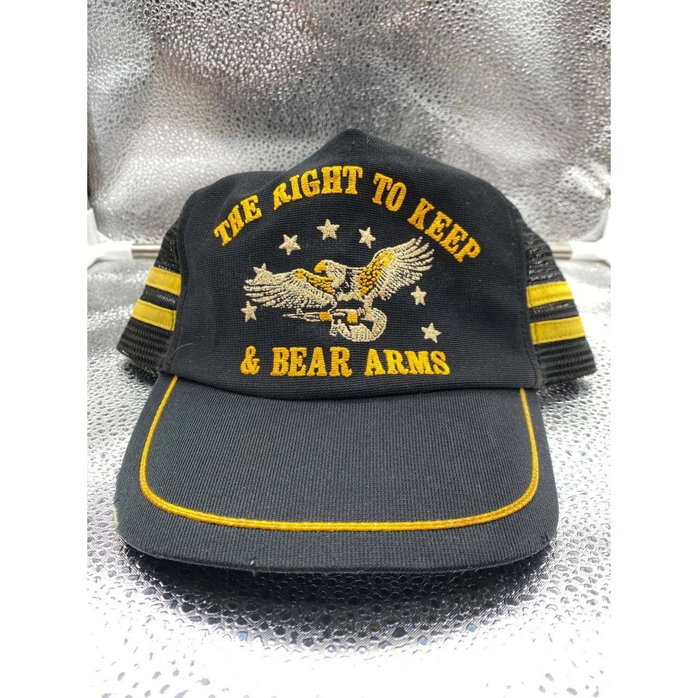 Vintage Right to Keep Bear Arms Mens OSFA‎ Black Trucker Hat Eagle 2nd Amendment